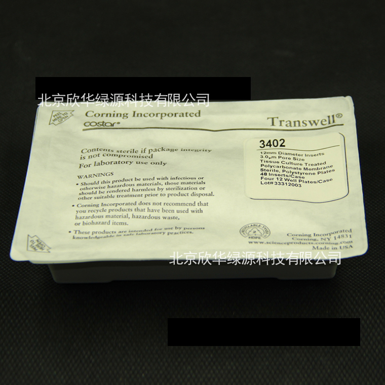 Transwell-膜嵌套，12mm膜直径，3.0um，PC（聚碳酸酯）膜，灭菌，12个/包，4包/箱