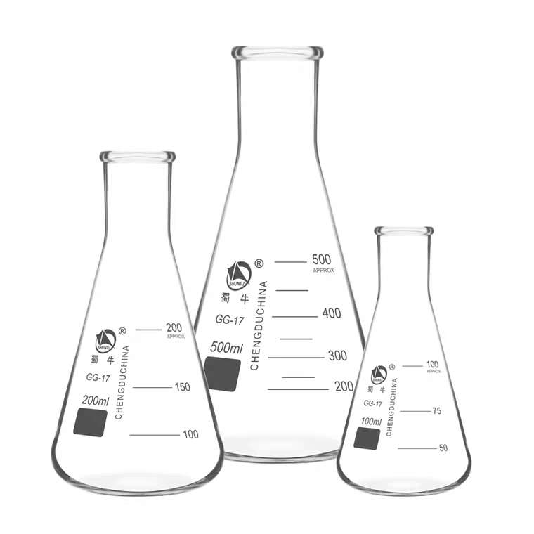 蜀牛200ml直口三角烧瓶锥形瓶烧杯具塞烧瓶耐高温化学实验室器材带