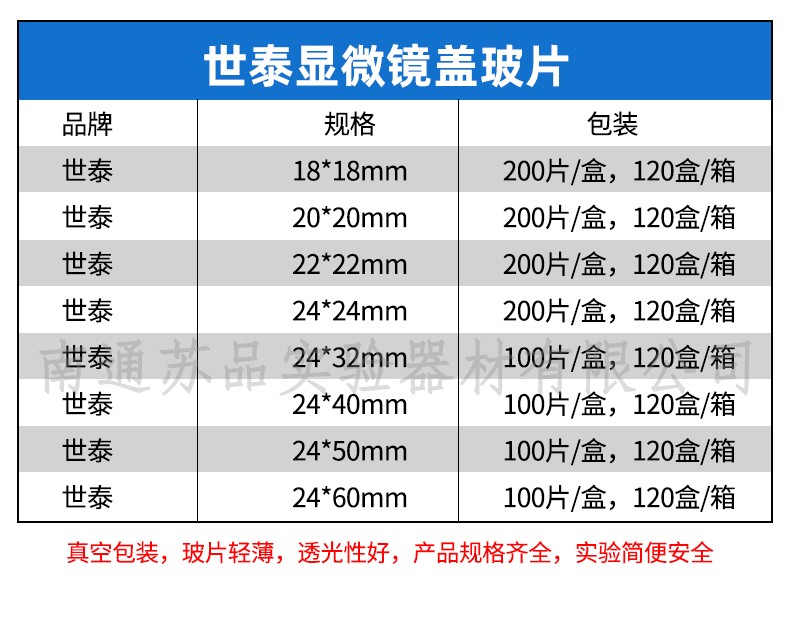 世泰显微镜盖玻片