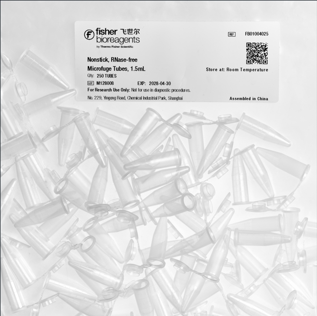 微量离心管，不粘、不含 RNase , 1.5 mL, 250 个